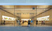 Photo of Armorcoat Clear Safety window tinting installed on an Apple store