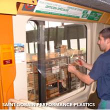 Photo of Solar Gard Graffitigard window tinting installed on a subway car