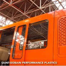 Photo of Solar Gard Graffitigard window tinting installed on a subway car