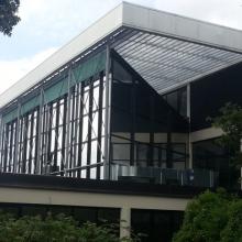 Photo of Solar Gard Sentinel Plus window tinting installed on the Calydon restaurant